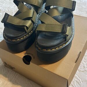 Dr. Martens Olive Green Platform Sandals